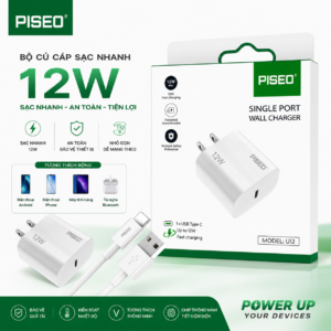 Bộ củ cáp sạc nhanh PISEO U20 20W Type-C